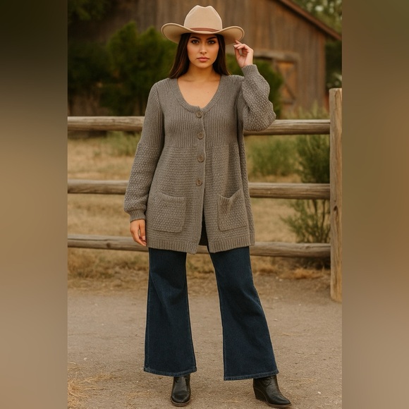 Northland Italian Merinos wool button down gray cardigan sweater size M/L - Picture 1 of 9
